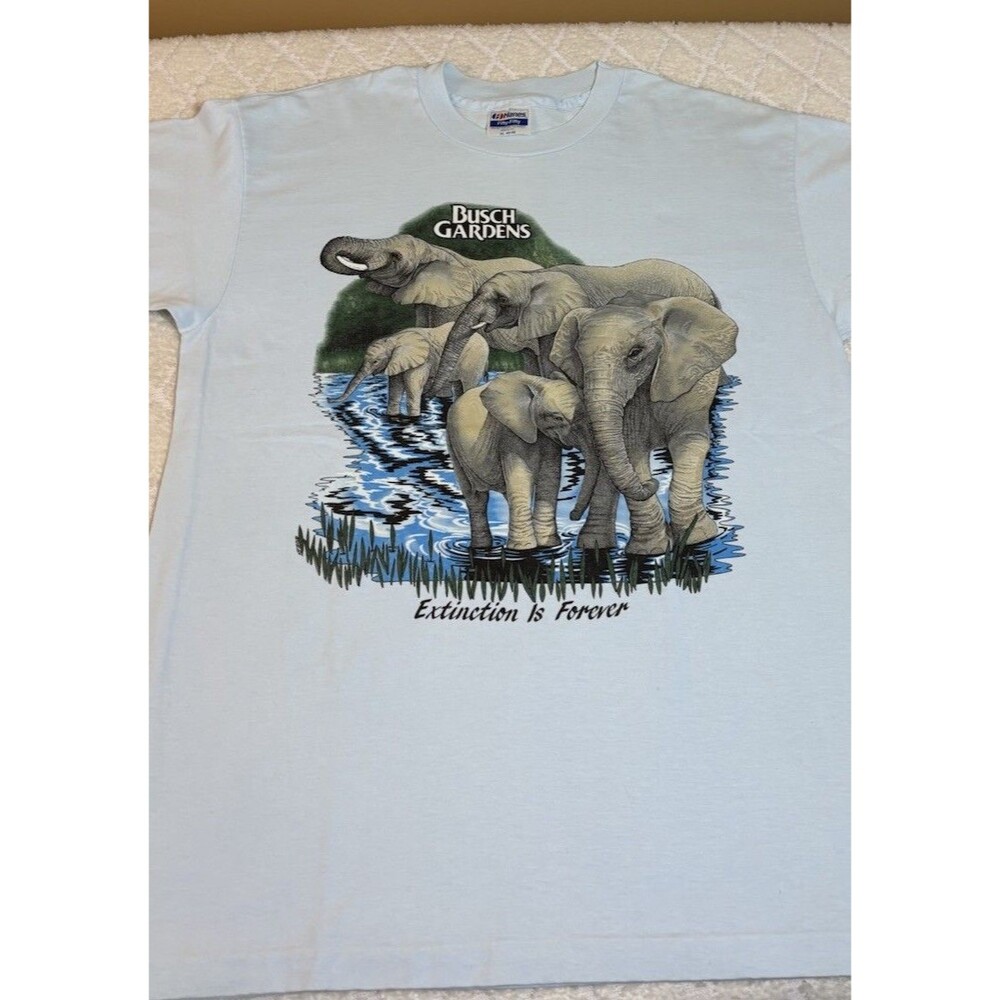VTG 1980s Busch Gardens Elephants Tourist USA Made Single Stitch Tee Size XL
